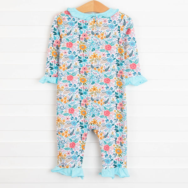 Rylie Romper, Aqua Floral
