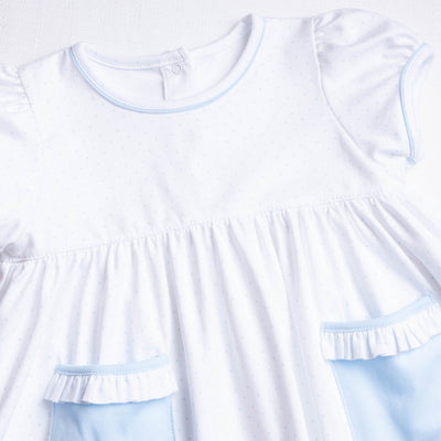 Macy Pima Popover Dress with Pockets, Blue