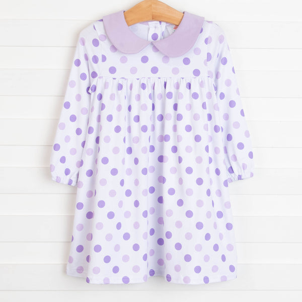 Girl's Emily Dress in Purple Dots size 12M