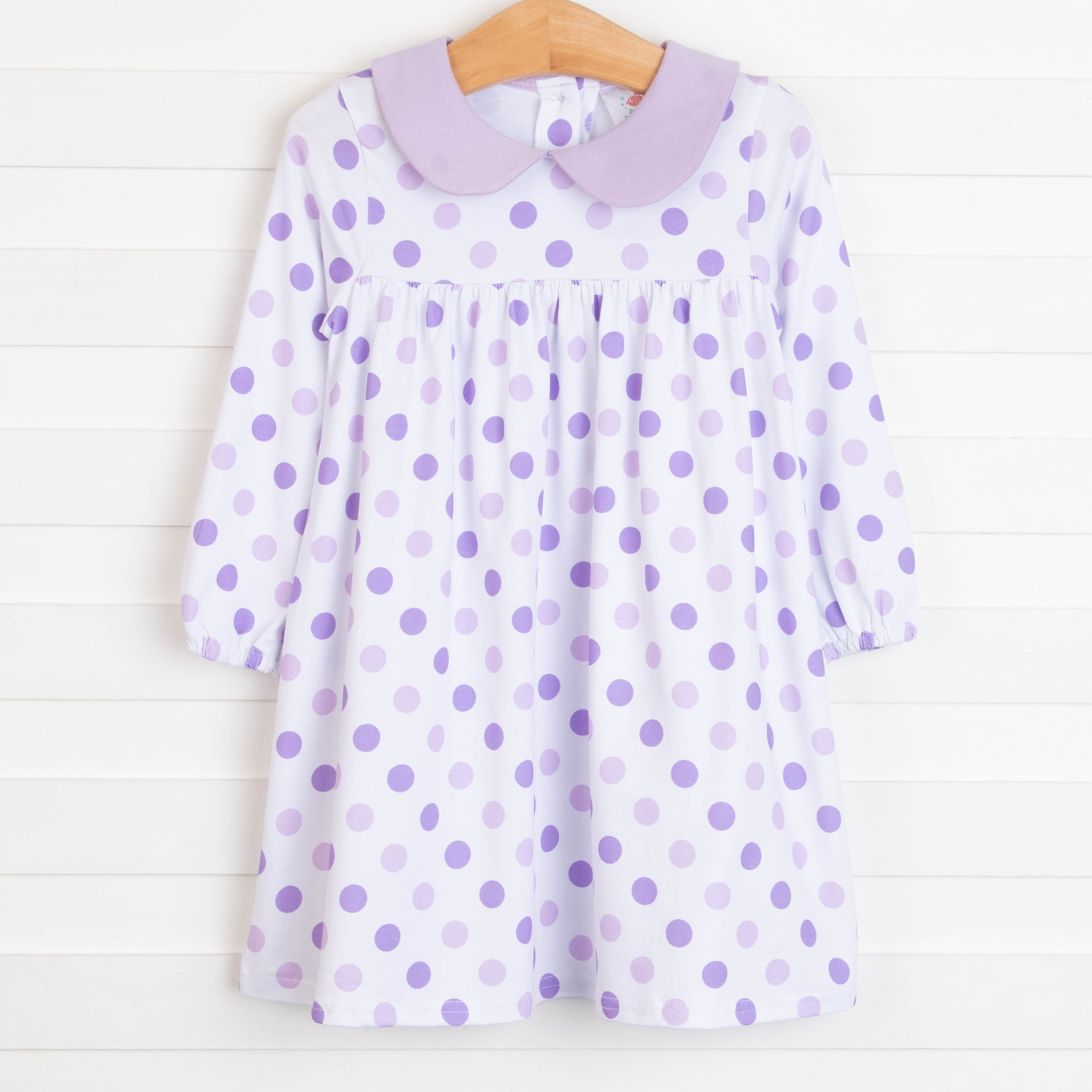 Girl's Emily Dress in Purple Dots size 12M | Stitchy Fish Girl's Emily Dress in Purple Dots size 12M | Stitchy Fish