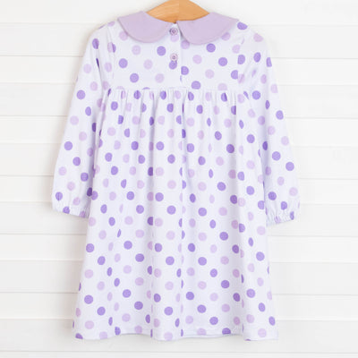 Girl's Emily Dress in Purple Dots size 12M