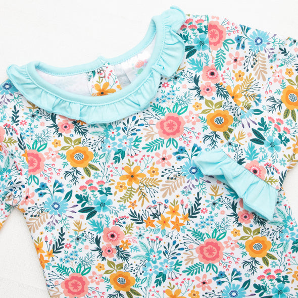 Rylie Romper, Aqua Floral