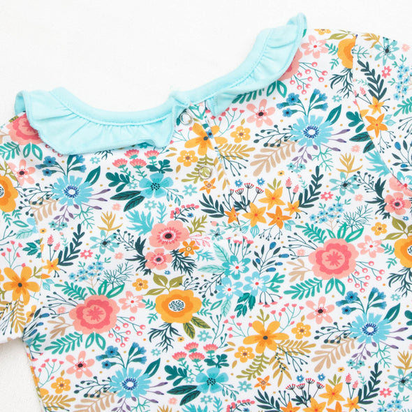 Rylie Romper, Aqua Floral