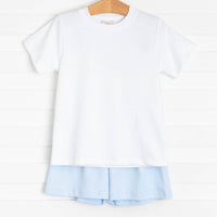 Little Bits of Blue Pima Short Set, Blue