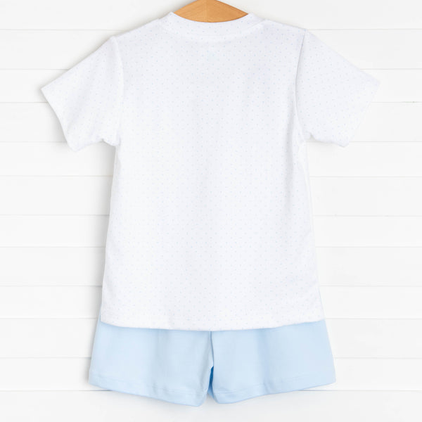 Little Bits of Blue Pima Short Set, Blue