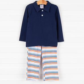 Sunset Stripes Pant Set, Orange