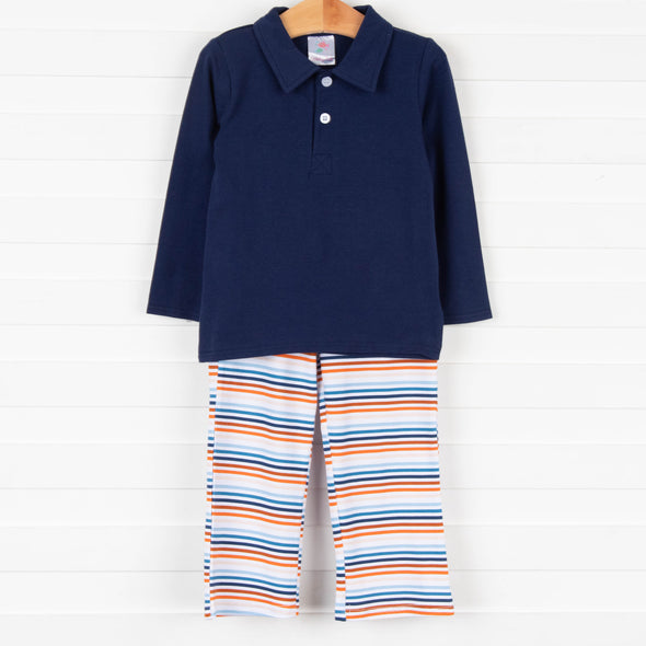 Sunset Stripes Pant Set, Orange