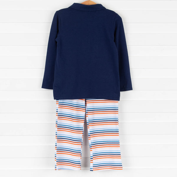 Sunset Stripes Pant Set, Orange