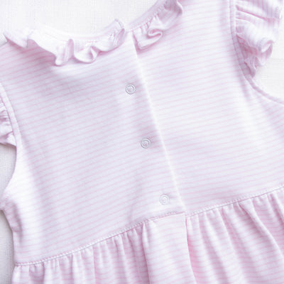 Aurora Angel Sleeve Pima Dress, Pink Stripe