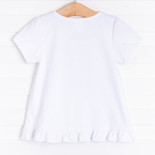 Sky's The Limit Applique Ruffle Shirt, White