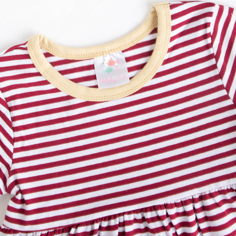 Garnet and Gold Dress, Garnet Stripe Stitchy Fish Garnet and Gold Dress, Garnet Stripe Stitchy Fish