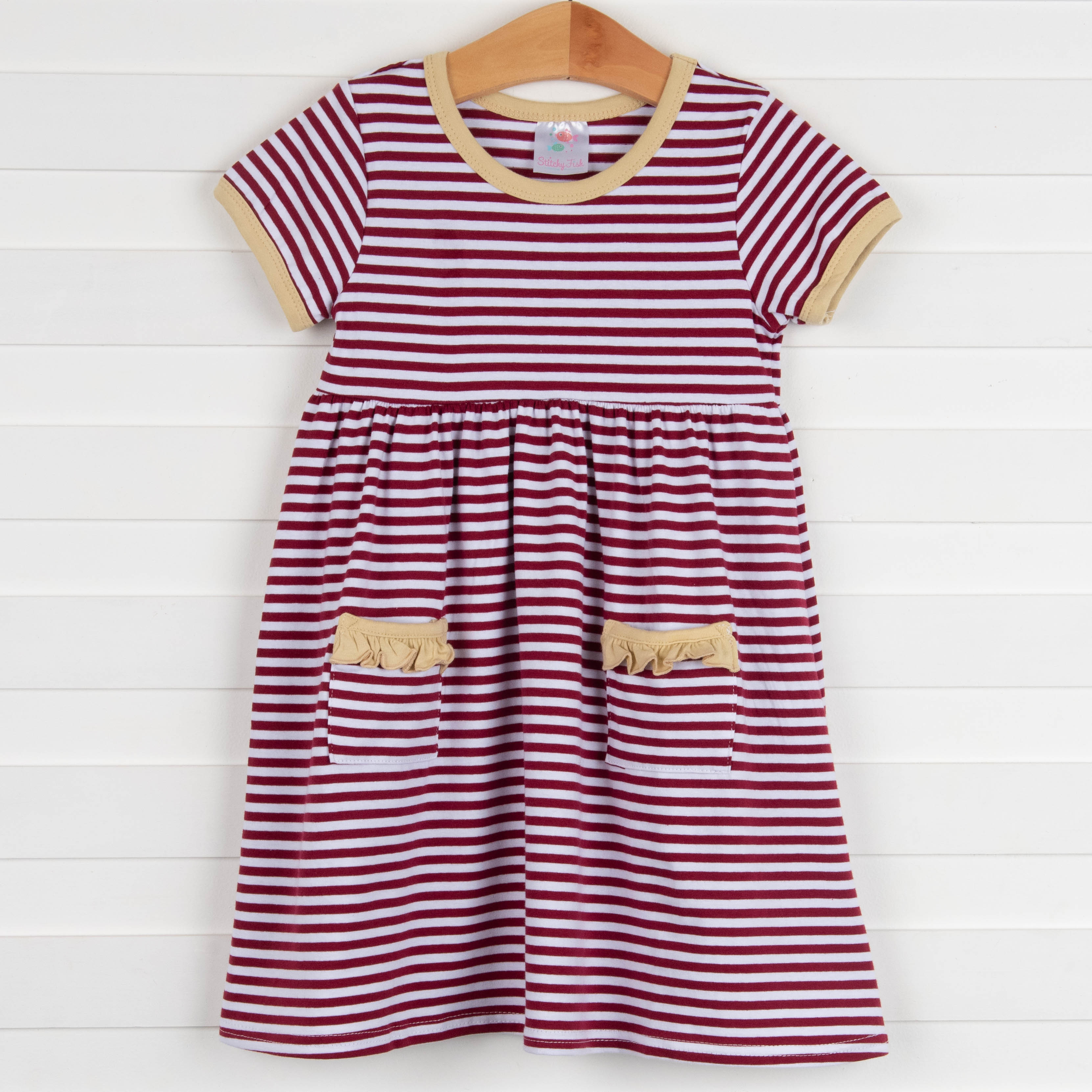 Garnet and Gold Dress, Garnet Stripe Stitchy Fish Garnet and Gold Dress, Garnet Stripe Stitchy Fish