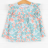 Leaf & Vine Flutter Sleeve Top, Green