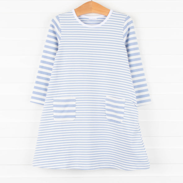 Claire Dress, Periwinkle Stripe