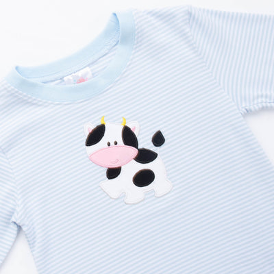 Cow Applique Pant Set, Blue