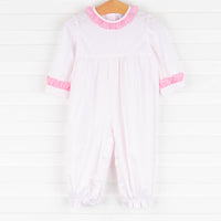 Bitty Dot Ruffle Romper, Pink
