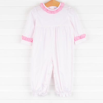 Bitty Dot Ruffle Romper, Pink