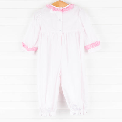 Bitty Dot Ruffle Romper, Pink
