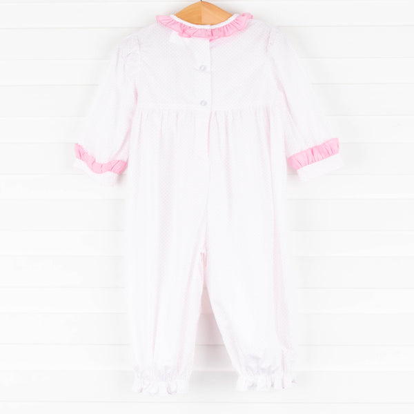 Bitty Dot Ruffle Romper, Pink