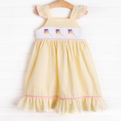 New Heights Smocked Dress, Yellow Seersucker