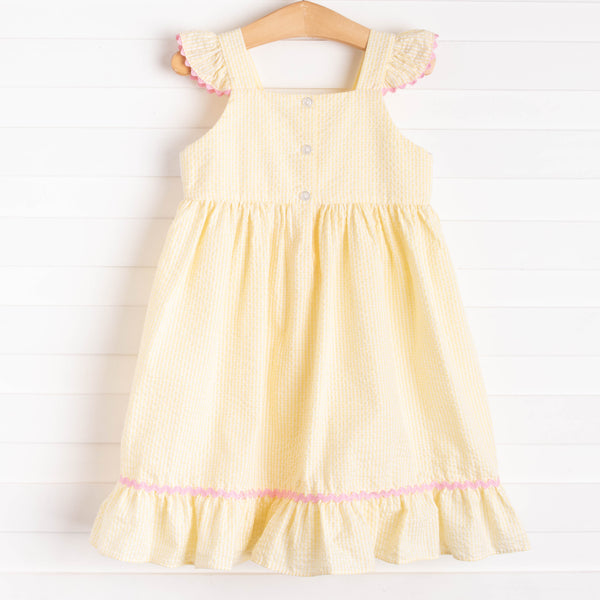 New Heights Smocked Dress, Yellow Seersucker