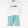 Tractor Smocked Pant Set, Green