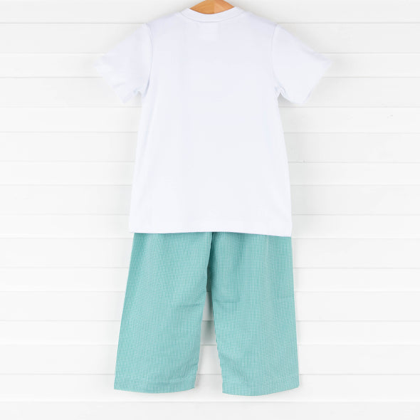 Tractor Smocked Pant Set, Green