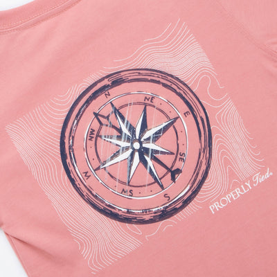 Properly Tied Compass Long Sleeve Shirt, Salmon