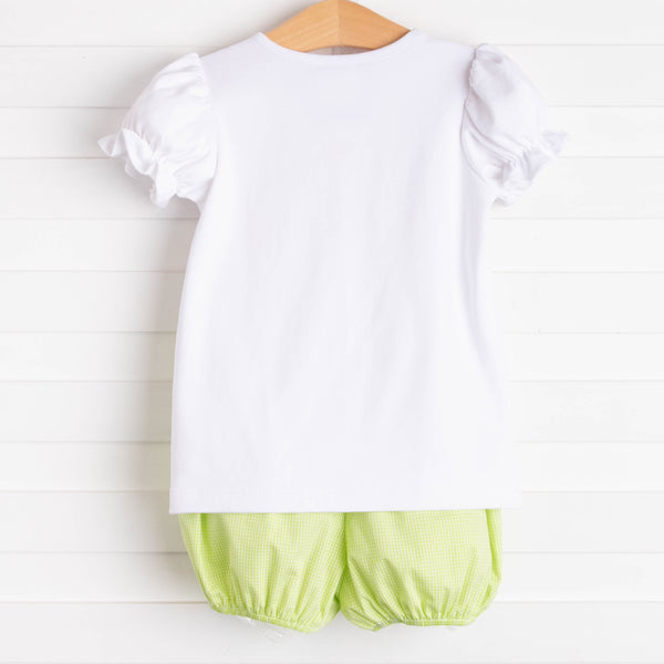 Sweet Pineapple Applique Bloomer Set, Lime Green