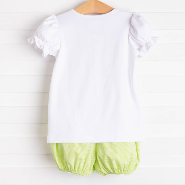 Sweet Pineapple Applique Bloomer Set, Lime Green