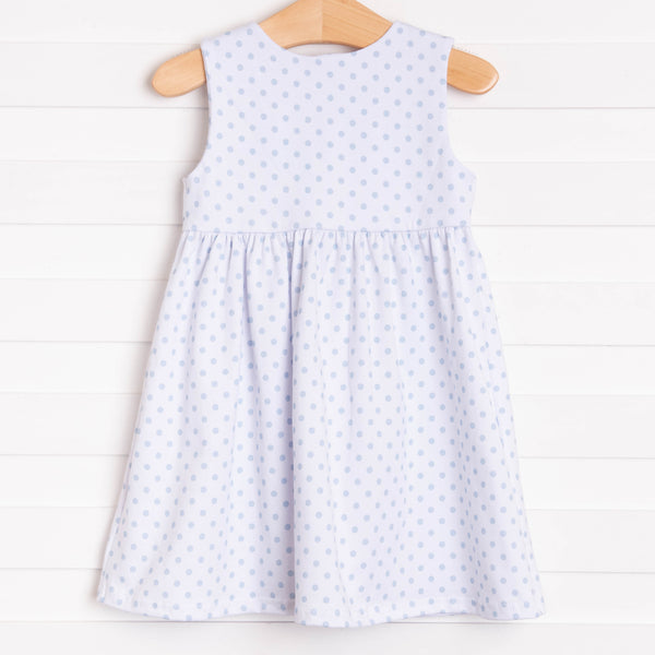 Lucky Lemons Applique Dress, Blue Dot