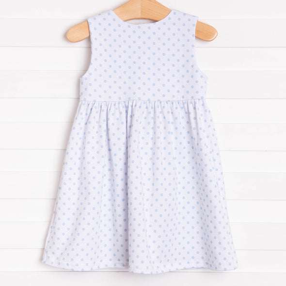 Lucky Lemons Applique Dress, Blue Dot