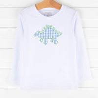 Brothersaurus Applique Shirt, White