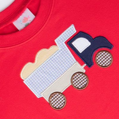 Dump Truck Applique Shirt, Red