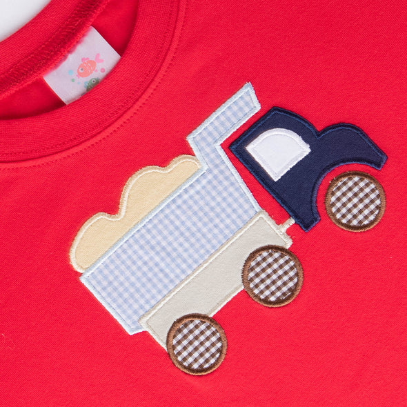 Dump Truck Applique Shirt, Red