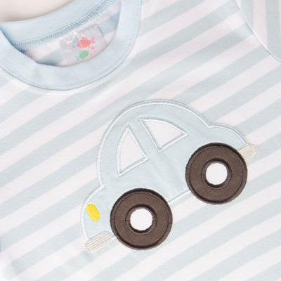 Road Trip Romper, Blue Stripe