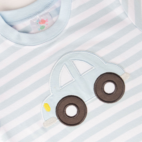 Road Trip Romper, Blue Stripe