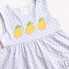 Lucky Lemons Applique Dress, Blue Dot