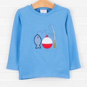 Gone Fishing Applique Shirt, Blue