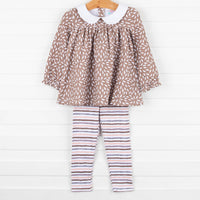 Brown Blooms Legging Set, Brown