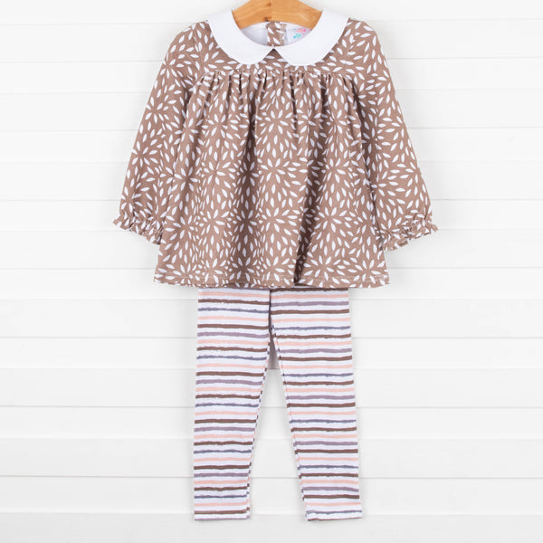 Brown Blooms Legging Set, Brown