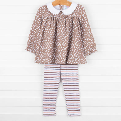 Brown Blooms Legging Set, Brown