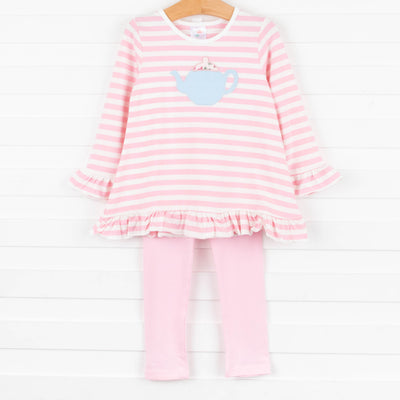Tea Time Pink Striped Tunic Set