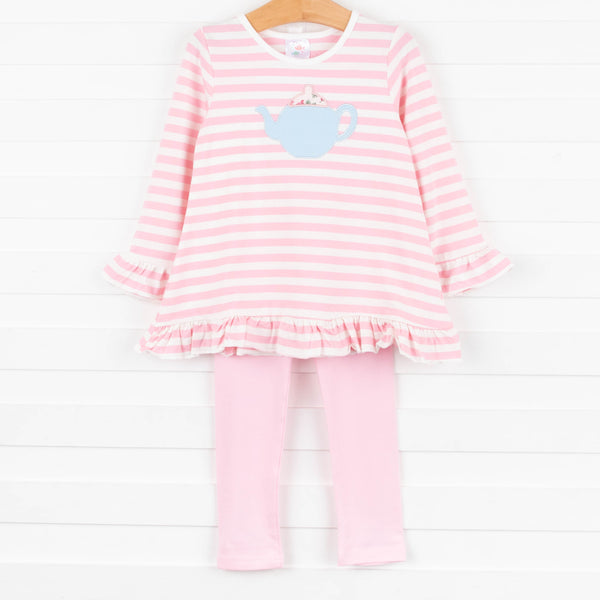 Tea Time Pink Striped Tunic Set