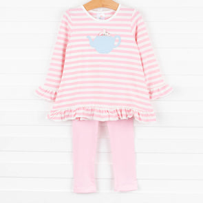 Tea Time Pink Striped Tunic Set