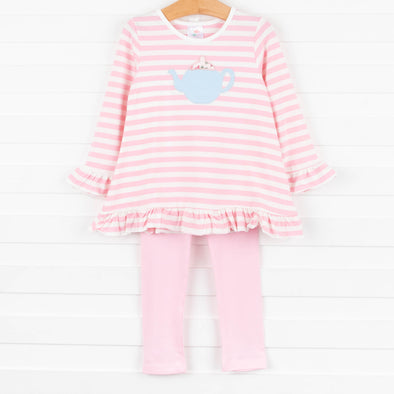 Tea Time Pink Striped Tunic Set