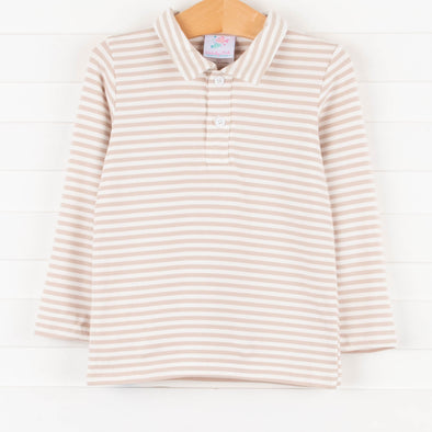 Wells Long Sleeve Shirt, Tan Stripe