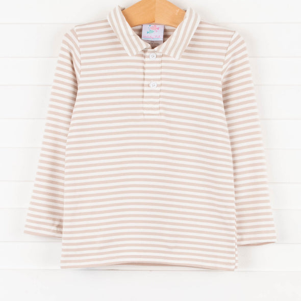 Wells Long Sleeve Shirt, Tan Stripe