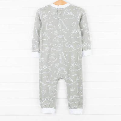 Sage Dinos Romper, Green