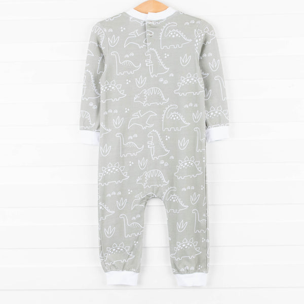 Sage Dinos Romper, Green